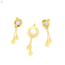 New design stainless steel locket & gold plate earring jewelry set